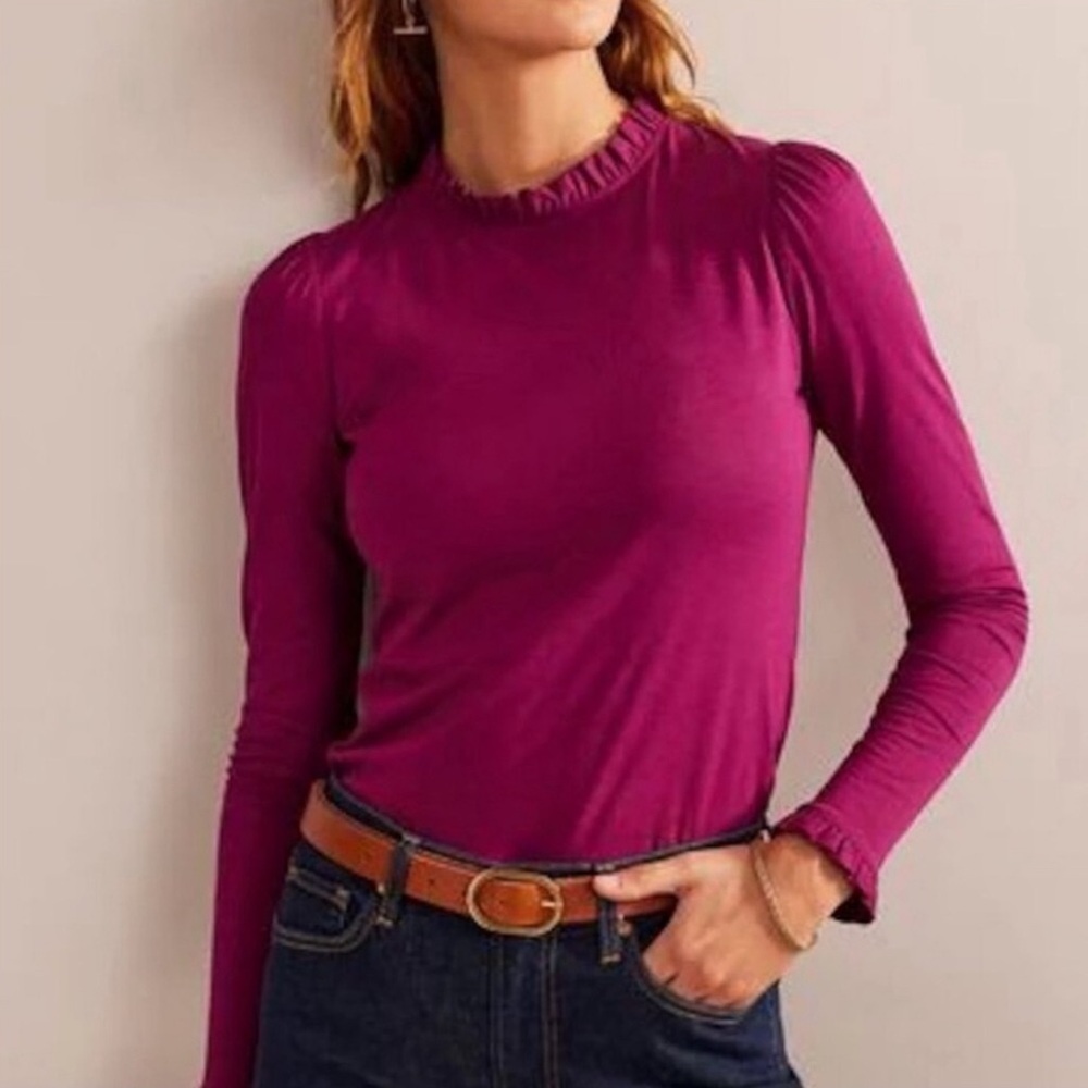 Boden Fuchsia Long Sleeve Knit Top